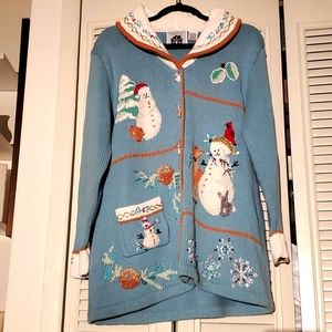 Like new! Vintage Storybook Knits winter friends beaded sweater
